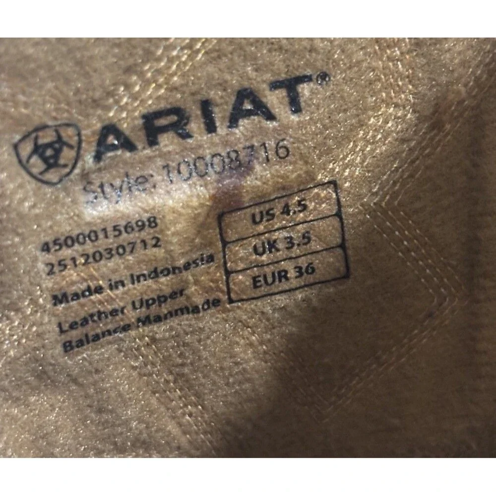 Ariat  Charger Youth Size 4.5 Green Brown Suede Leather Square Toe Western Boots